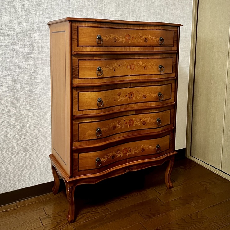 イタリア製象嵌チェストの再塗装修理